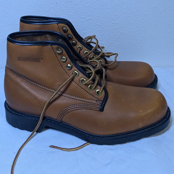 Wolverine Vintage 80\'s New w/o Box Men\'s size 8D Tan Work Leather Combat Boots main image 9
